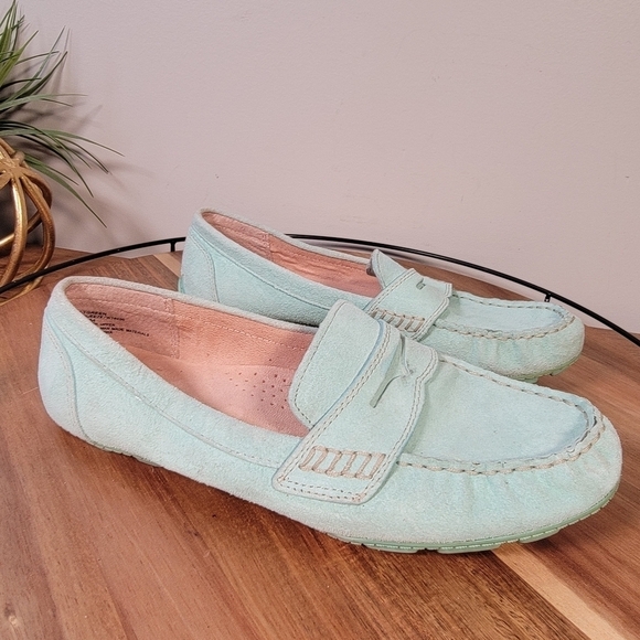 Cynthia Rowley Mint Green Suede Moccasin Driving Loafers Size 6.5 - Picture 5 of 17